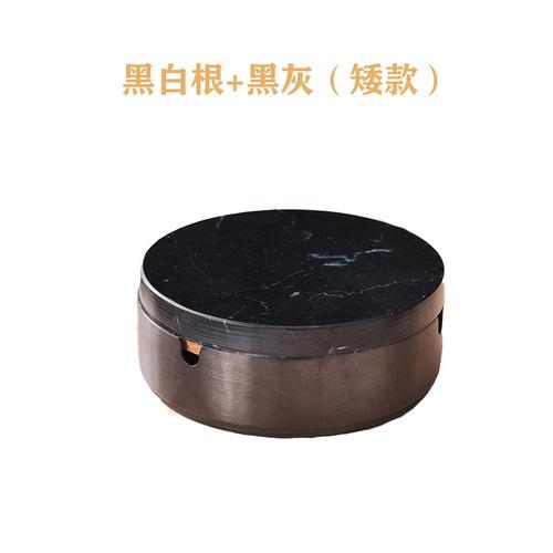 BREuropean Style Marble Alloy Ashtray with Lid Anti Fly Ash Luxury Stainless Steel Car Brass Color Multifunctional Ashtray DecorEY