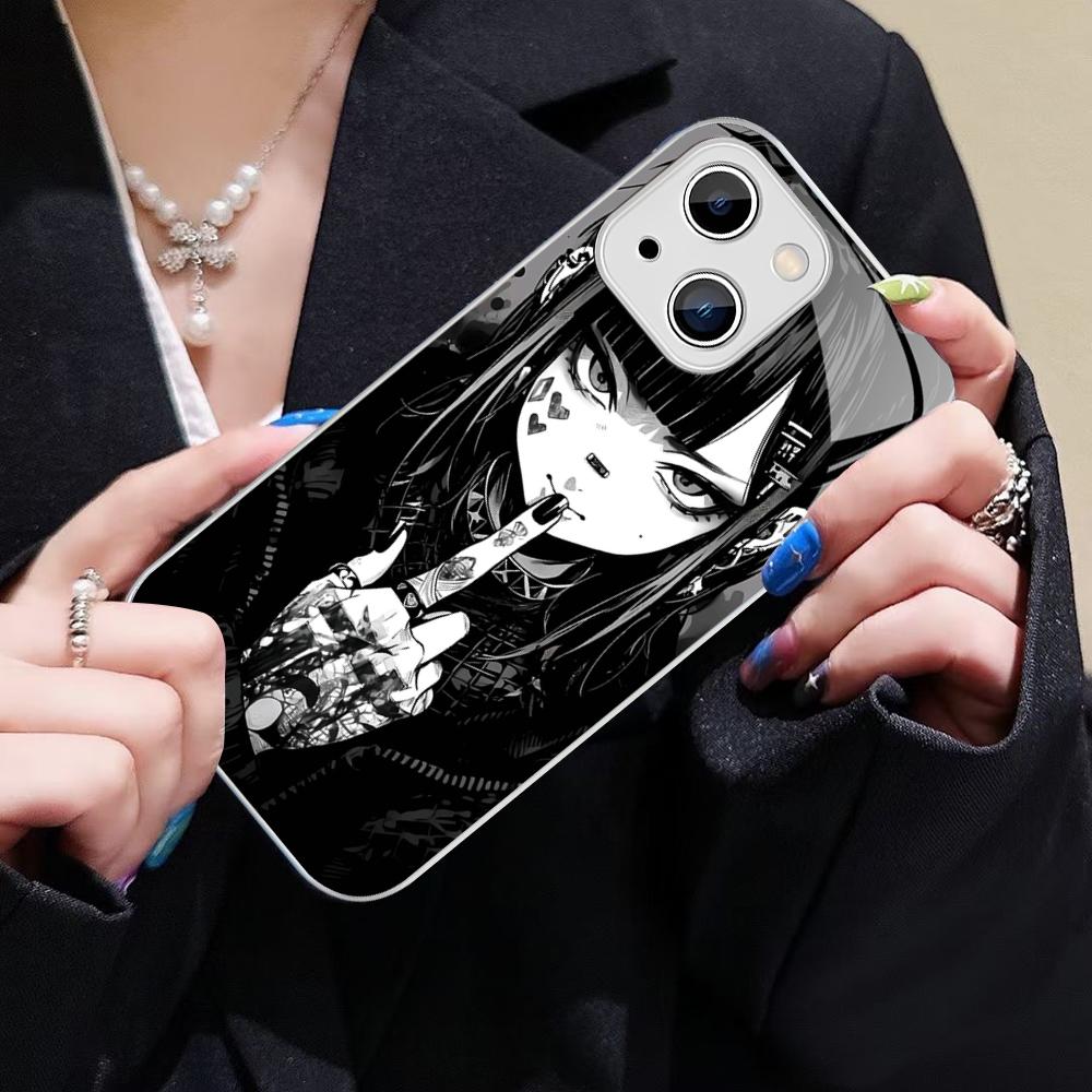 Cute Girl Trend Anime Phone Case For IPhone 14 13 12 Mini 11 Pro XS Max X XR 14 Plus Tempered Glass Cover