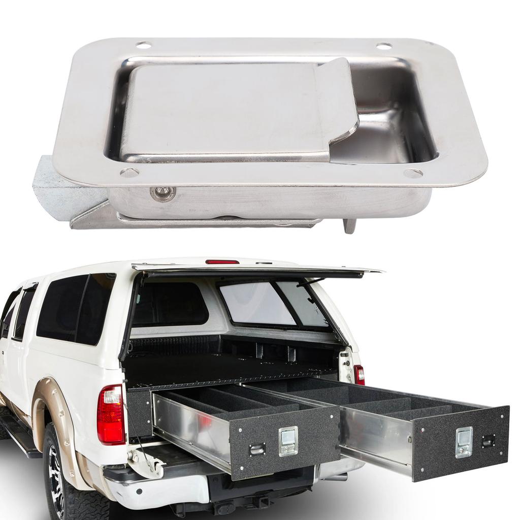 Truck Tool Box Latch Paddle Lock Stainless Steel 4.72x3.66in Trailer Door Latch Lock for Caravan RV