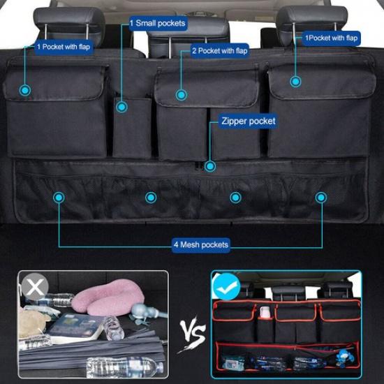 Car Accessories Seat Back Storage Hanging Bag Cargo Net Pocket Organizer Black