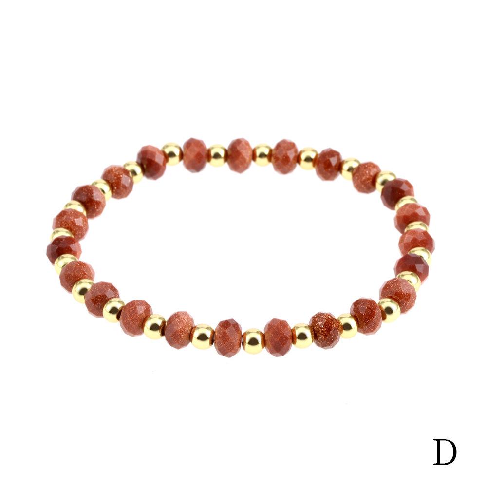 European & American 4mm Faceted Amazonite Bead Bracelet with Spliced Copper-Plated Metal Accents