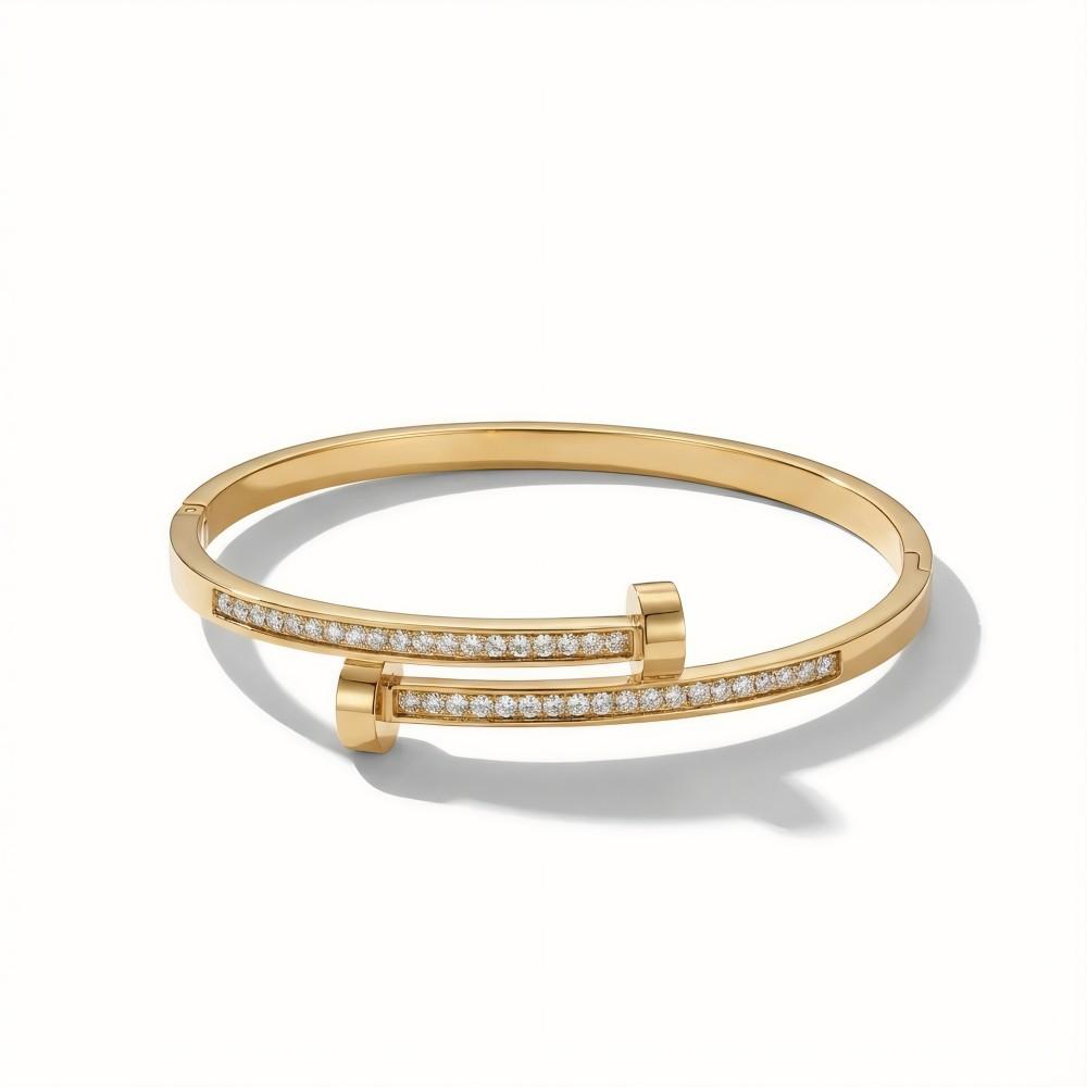 Chic Studded Nail Watch Band Style Stainless Steel Bangles for Women Men 18K PVD Gold Plated Statement Non-tarnish Jewelry Gift
