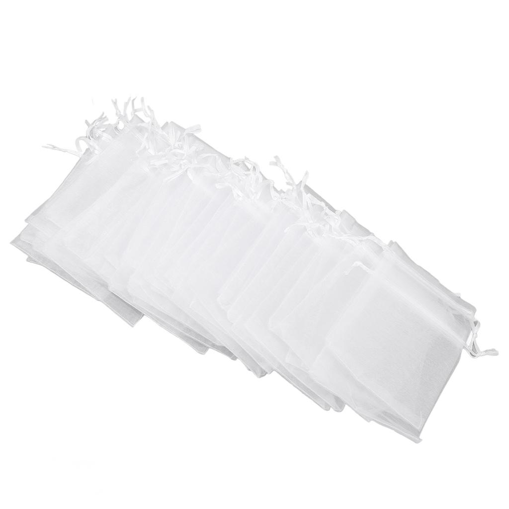 100pcs Small Mesh Bags Drawstring Sheer Organza Bags for Candy Weeding Jewelry White