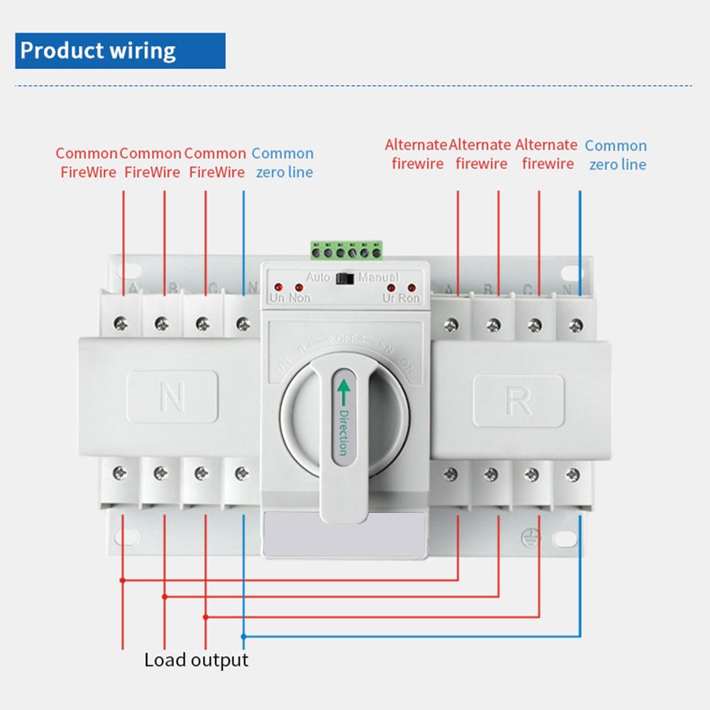 4P Automatic Transfer Switch for ATS 63A Rated Current with Dual Power Monitoring and Auto Changeover Function