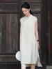 Spring 2026 Original Chinese Frog Button Cotton Linen Cheongsam Dress - Sleeveless, Stand Collar, Ramie Sand Wash