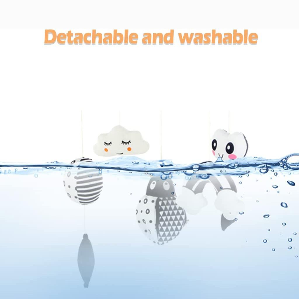 Baby Crib Mobile for Crib with Hanging Rotating Toys, Nursery Mobile with Music Box, Black and White Mobile for Baby Newborns 0-24 Months