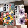 INS Watercolor Floral Case For Samsung S26 S25 Ultra S24 FE S23 Plus S22 S21 A15 A16 A17 A35 A36 A37 A54 A55 A56 A57 5G Plating Lens Soft Cover
