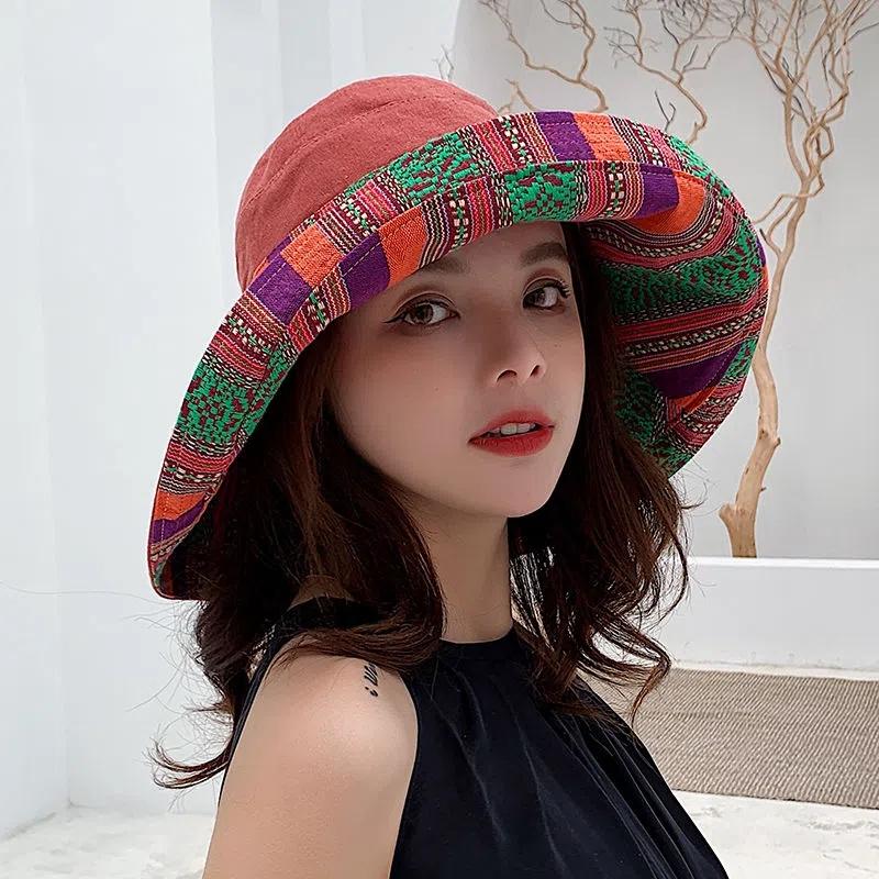 WTEMPO Women Summer Bucket Hats Fashion All-match Four Seasons Big Brim Panama Basin Cap Double-Sided Fisherman Hat Women Sun Hat