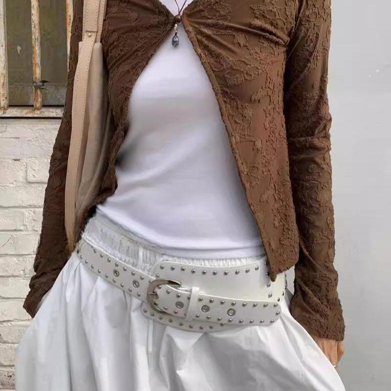 Retro Western PU-Ledergürtel mit Metallschnalle für Boho-Stil Modeaccessoires