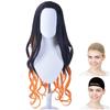 CaseEden Cosplay Wig, Long Wavy Heat-Resistant Black Hair with Orange Tips, Set of 2 Wig Nets (WIG5508)