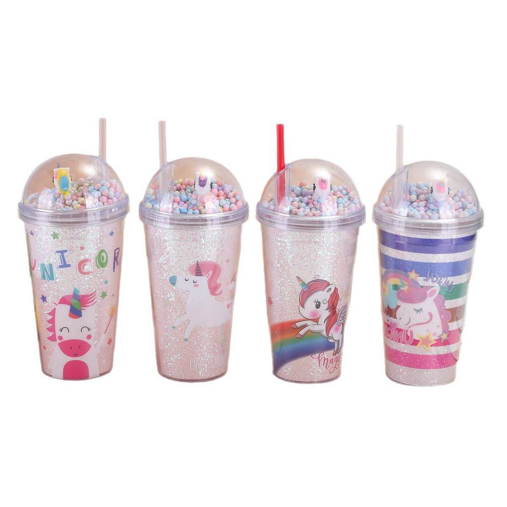 My Little Pony Unicorn Double-Layer Straw Cup - Durable Drop-Proof Plastic for Summer