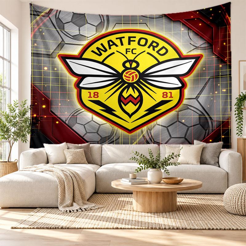Watford Football Wall Tapestry, Soft Fabric Wall Hanging, Decorative Backdrop For Bedroom Home Wall Art