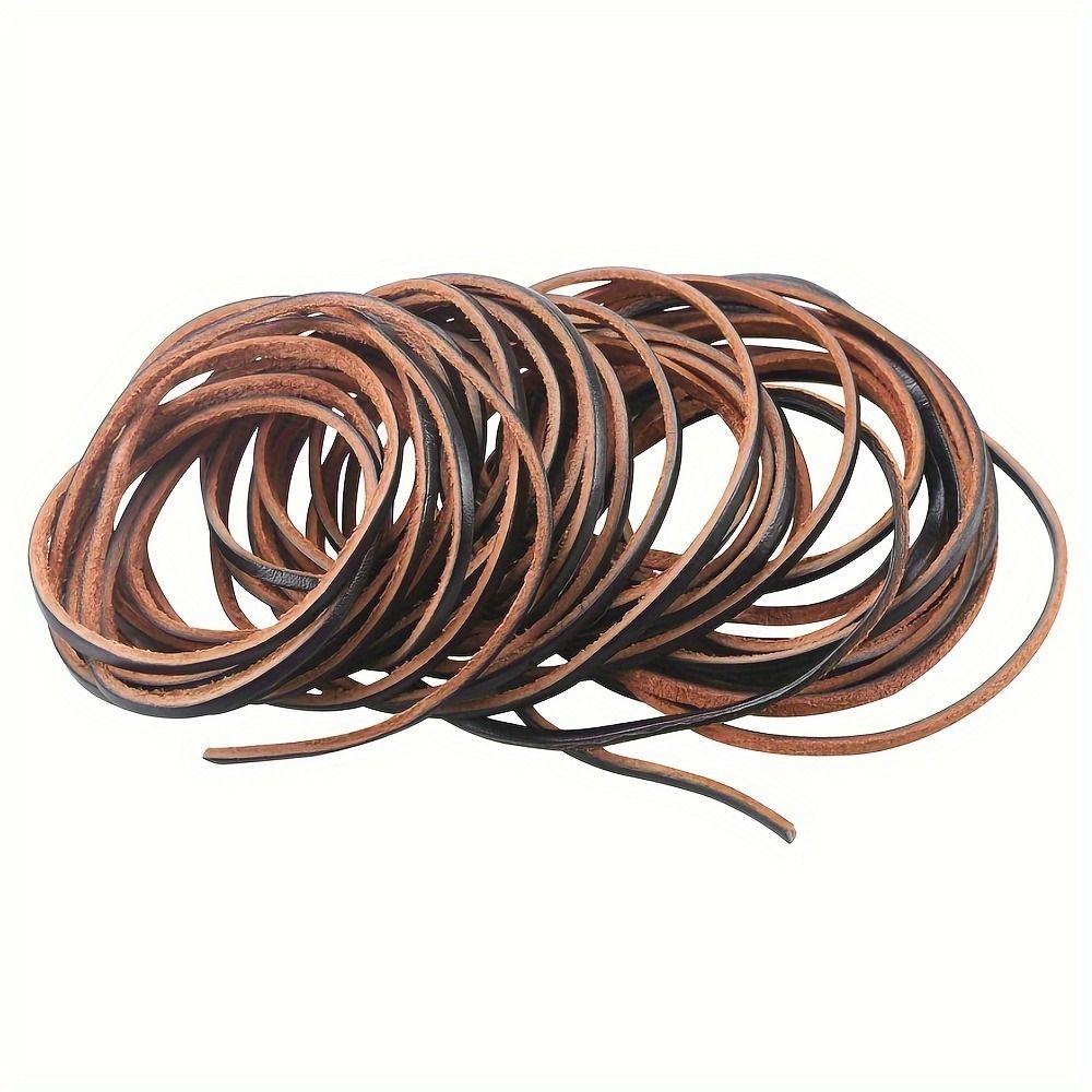 5 Yards Braiding String Flat/Round Real Leather Strips Natural Leather String  Woven Bags