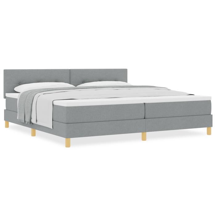 VidaXL Lit à ressorts avec matelas Gris clair 200x200 cm Tissu 3338944