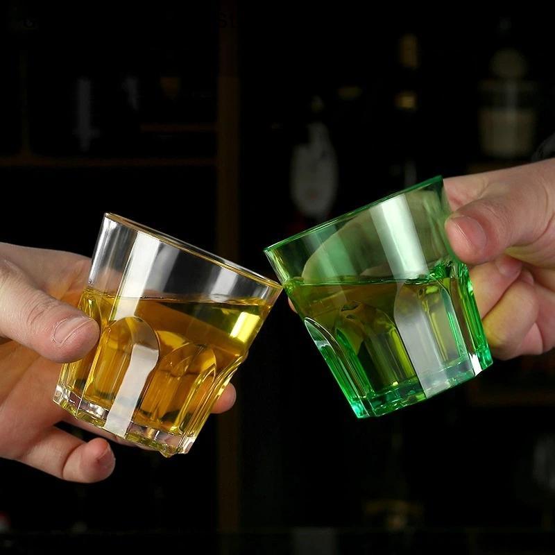 Plastic Acrylic Whiskey Cups Unbreakable Transparent Beer Cup Coffee Milk Breakfast Cup Spirit Glass Drinkware Juice Tea Cup