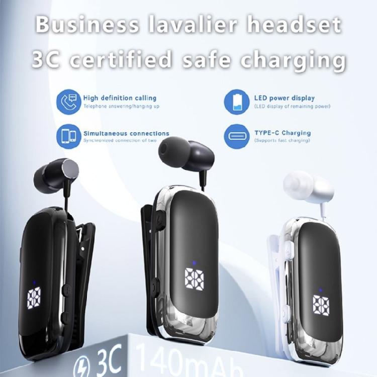 Lavalier Business Headphone Bluetooth-compatible Earphone Call Vibrating Reminder Voice Number Reporting Wireless