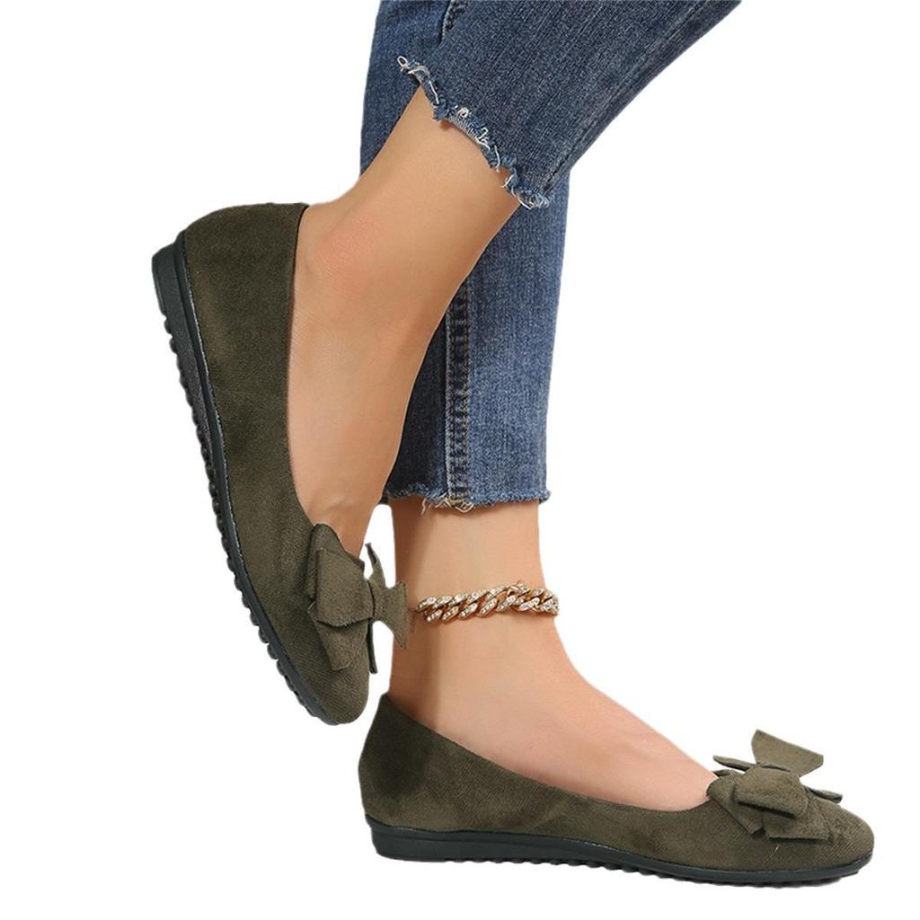 Mocasini de damă ușori mărime mare cu talpă moale și fundă - Pantofi confortabili antiderapanți pentru primăvara și toamna 2025