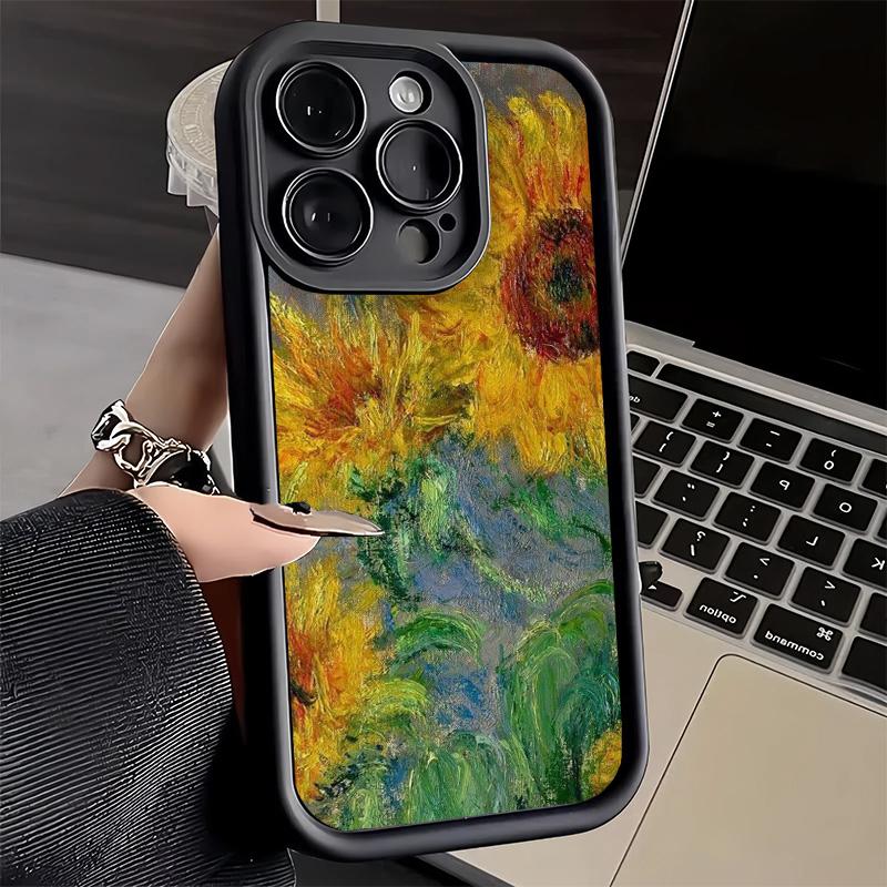 Phone Case for iPhone 17 Air 16E 15 16 Pro Max Van Gogh Oil Painting Aesthetics Cover 14 Plus 13 12 Mini Soft Shell Silicone Fun