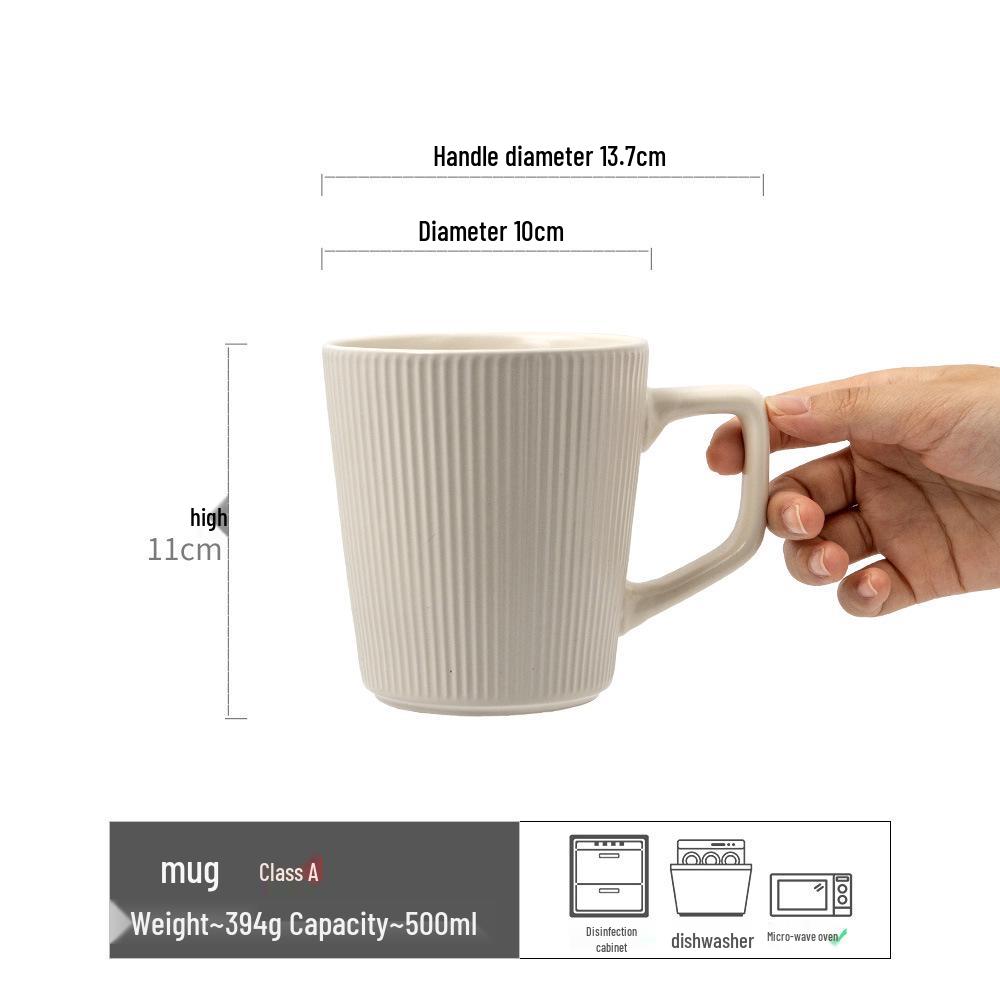 Embossed Matte Ceramic Mug - Large Capacity Coffee/Water Cup for Office or Couples