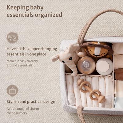 Portable Baby Storage Basket - For Diapers, Toys & Nursery Essentials with Handles