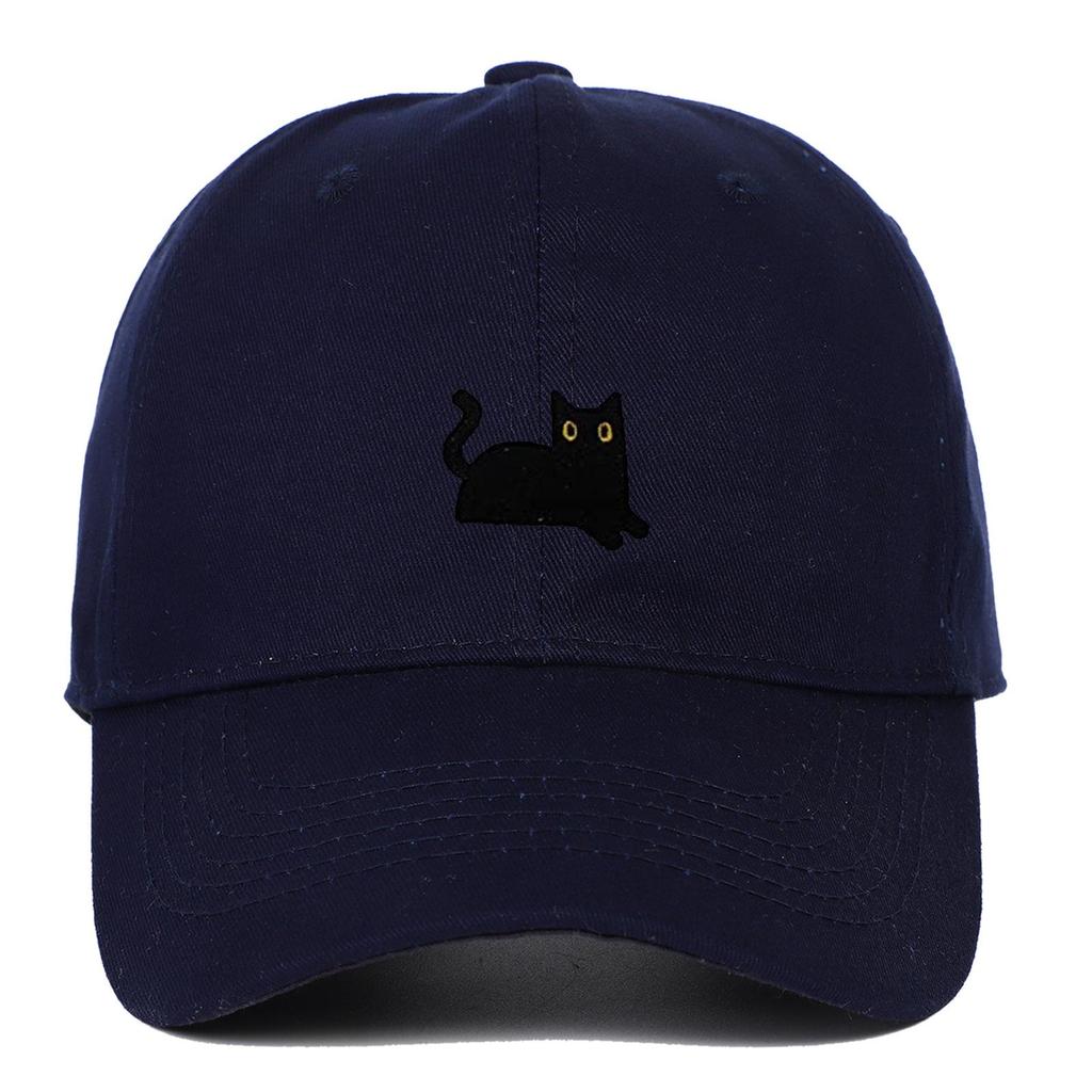 Black Cat Embroidery Soft Brim Baseball Cap - Unisex Summer Sun Hat, Outdoor Hip Hop Style