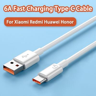 66W 6A Fast Charging USB Type C Cable for Xiaomi Redmi POCO Huawei Honor OPPO VIVO USB C Cable Phone Charger USB Cable
