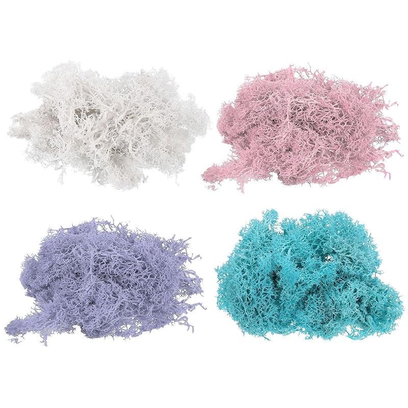 PATIKIL 14 унций Искусственный мох, Сохраненный олений мох Искусственный мох Лишайник Композиции Декоративный искусственный мох для горшечных растений Рождественские поделки, White/Pink/Light Purple/B