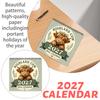 2027 Kuh Wandkalender, 12-Monats-Hängekalender für Wohnkultur