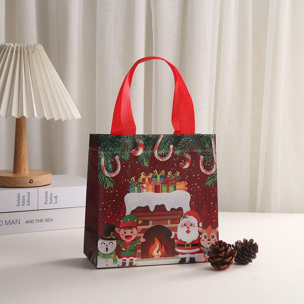 Jultema Icke-vävda Presentpåsar Fest Handhållna Shopping Present