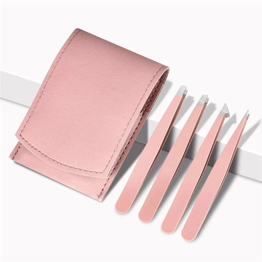 4 PCS Stainless Steel Eyebrow Clippers Set Hair Removal Forceps Oblique And Straight Mouth Eyebrow Trimming Clip Beauty Tool