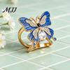 Butterfly Shape Scarf Clip Enamel Ring, Sparkling Rhinestone Slide Non-slip Holder Ring Retro Elegant Wrap for Women Neckerchiefs Scarves Shirts