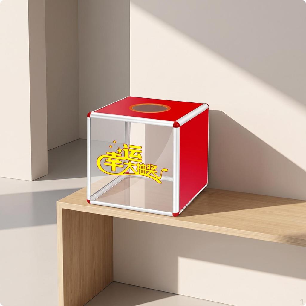 Lottery Box with Circular Slot Rigid Cube Drawing Rounded Corners for Prize Draws, Company