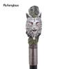 Silver Harts Varghuvud Trärot Gåkäpp Mode Dekorativ Stålstav Gentleman Elegant Cosplay Käpp Knopp Biskopsstav 93cm