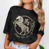 Chinese Happy New Year 2026 Unisex Cotton Tshirts Retro Year of The Horse Graphic Oneck Printed Tops Ropa Mujer Women Clothes
