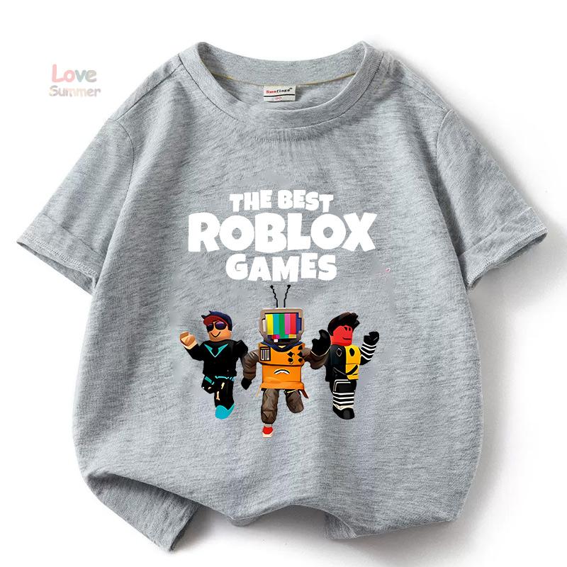 Robloxing Kid T-shirt Boys Game Sports Cotton T-shirt Child Cartoon Short Sleeve Casual Street Harajuku Clothes