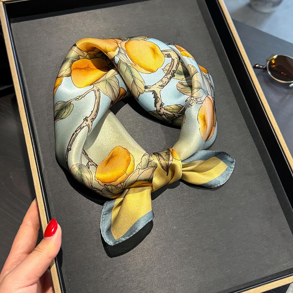 2025 Brand 100% Pure Silk Scarf Women Neck Hair Foulard Square Headband Scarves Bandana Fashion New Small Hijab Scarves Pashmina