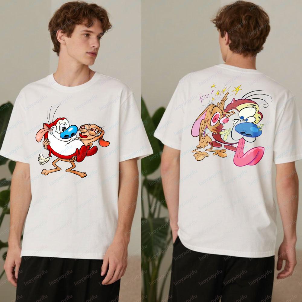 

Vintage Ren Stimpy You Bloated Sack Protoplasm Nicktoons TShirt Cartoon Cool Novelty Popular Tops High Quality Cotton Cute Tees 5XL різнокольоровий