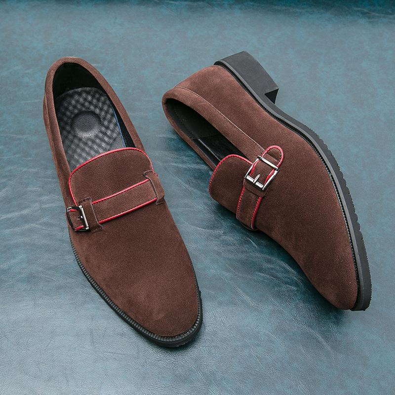 

2025 Простые деловые туфли в британском стиле мужские кожаные матовые шлепанцы с мехом подкладкой слипоны с острым носком повседневные туфли 47 коричневый