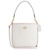 City Bucket 16 Printed Logo Coated Canvas Shoulder Bag Small Women's White
