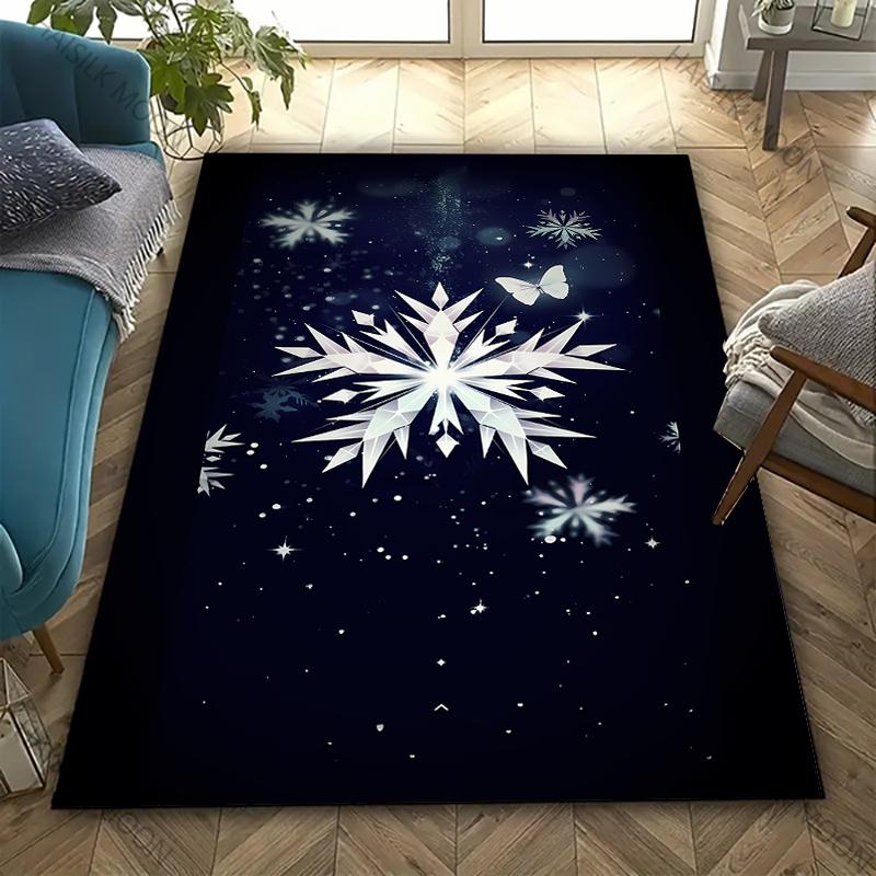3D HD Printing Snowflake Printed Carpet,Rug for Living Room Bedroom, Office Large Areas,Durable Machine Washable Mat Nice Gifts