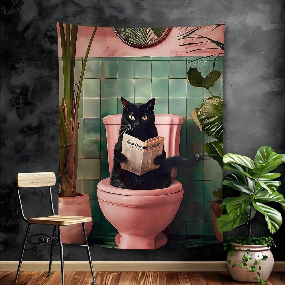 

Funny Bathroom Humorous Animal Anime Tapestry Hippie Flower Wall Carpets Dorm Decor Wall Hanging Home Decor 74x94cm(29x37in)