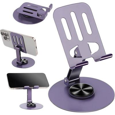 Phone and Tablet Holder - E.F.CONNECTION - Foldable Rotatable 360° - Aluminum - Purple - Non-slip