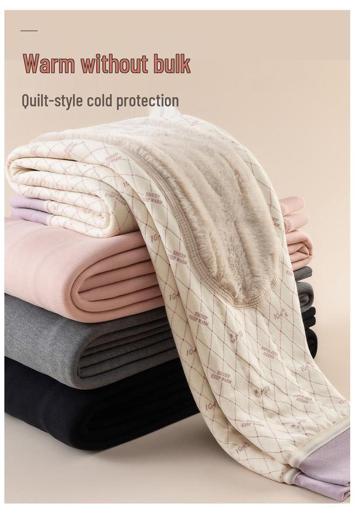 High Waist Seamless Cotton Cashmere Pants - Warm, Comfortable & Close-fitting for Autumn/Winter