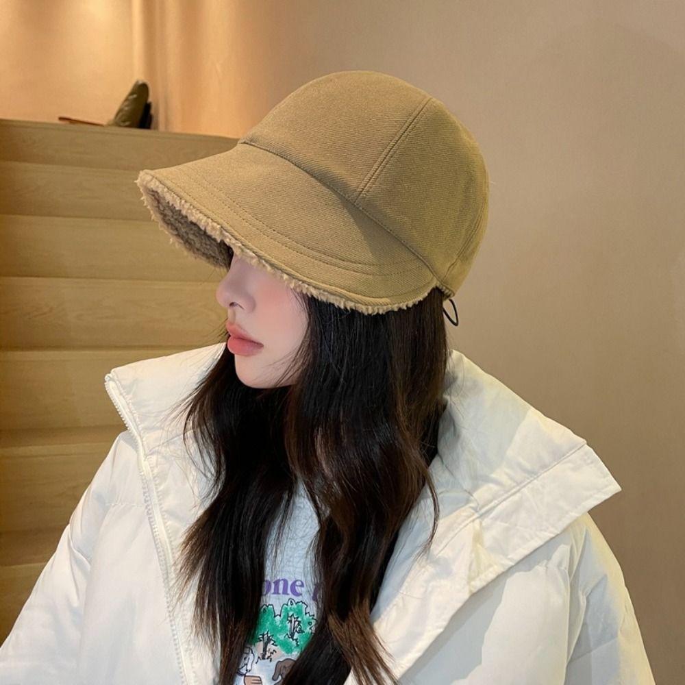 Windproof Winter Fisherman Hat Soft Warm Cap Cute Winter Peaked Cap  Woman