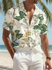 Men's White Tiger Tropical Floral Print Short Sleeve Shirt Casual Hawaiian Button Down Shirts For Men Beach Vacation Wear