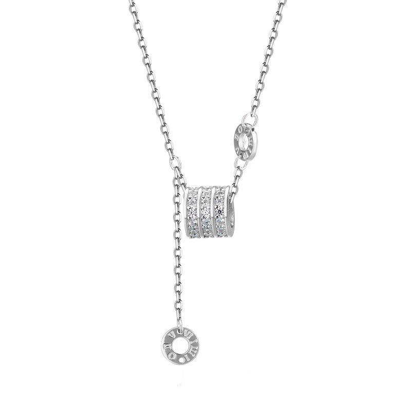 

925 Sterling Silver Tassel Necklace for Women , Full Diamond Setting , Fine Chain , Office Daily Wear , 41 - 50cm 925 silver белый