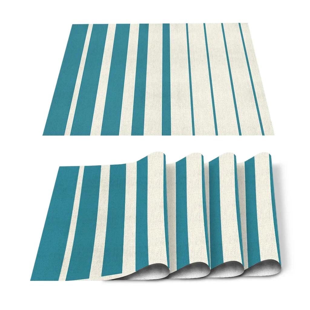 1PC Black White Stripes Pattern Table Mat Kitchen Decoration Placemat   For Wedding Dining Accessories