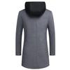Autumn Winter Men Hooded Wool Jacket Autumn Mens Long Windproof Wool Coat Casual Thick Slim Jacket Male Size
