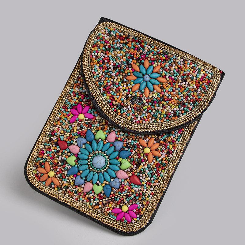 Сумка через плечо в богемном стиле с рисовыми бусинами ракушками и цветами изысканная сумка из искусственной кожи для путешествий и фотосъемки 1630₽