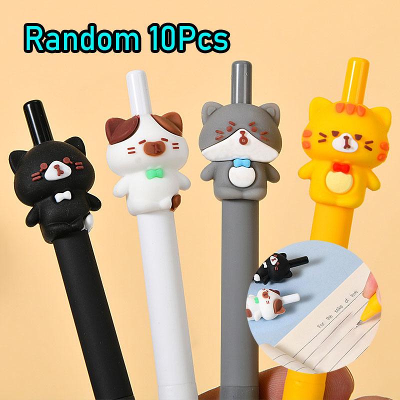 

1Pc Creative Cat Patch Themed Click Pens, 0.5mm Fine Point Black Retractable Pens for Cat Lovers School Office Party Gifts, student Essential Statione Random style 1Pc